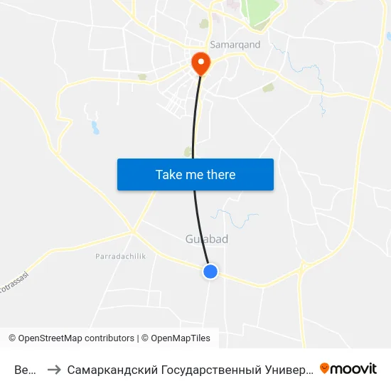 Bekat to Самаркандский Государственный Университет map
