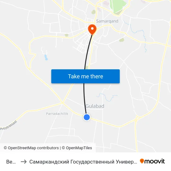 Bekat to Самаркандский Государственный Университет map
