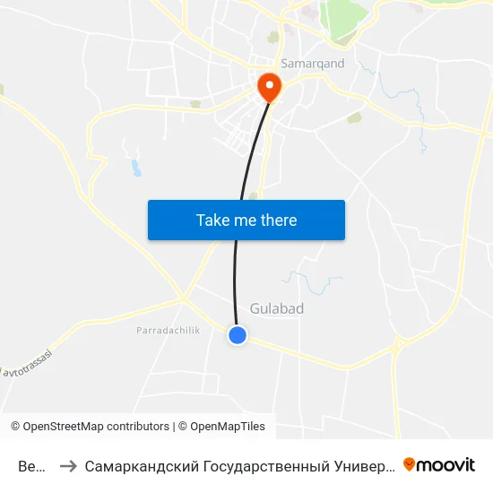 Bekat to Самаркандский Государственный Университет map