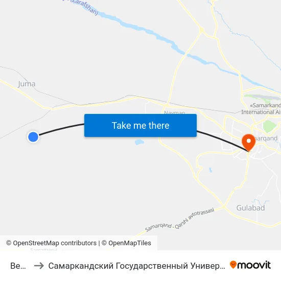 Bekat to Самаркандский Государственный Университет map