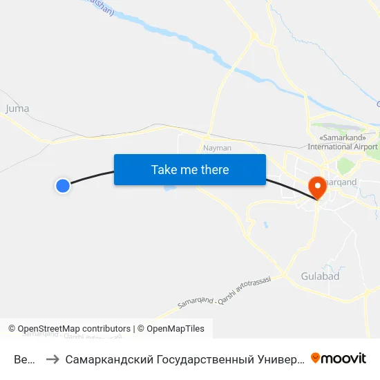 Bekat to Самаркандский Государственный Университет map