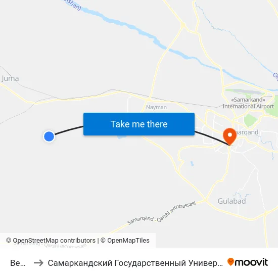 Bekat to Самаркандский Государственный Университет map