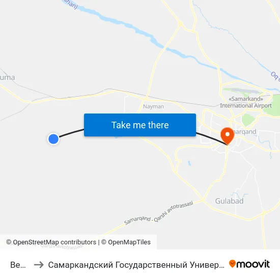 Bekat to Самаркандский Государственный Университет map