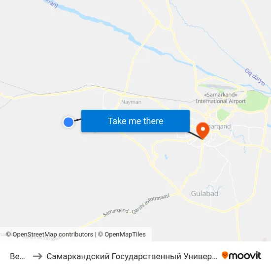 Bekat to Самаркандский Государственный Университет map