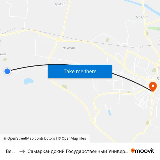 Bekat to Самаркандский Государственный Университет map