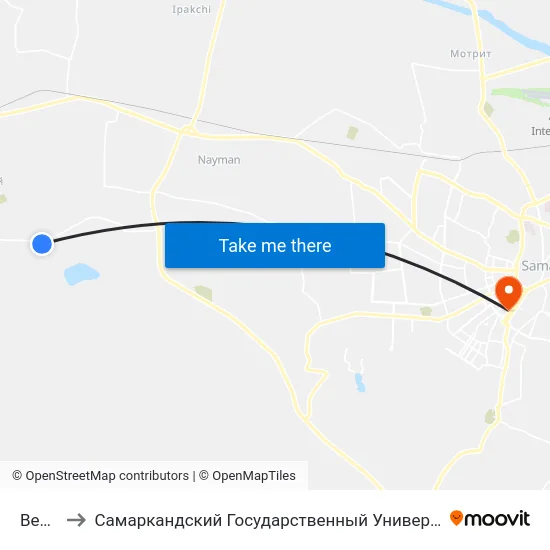 Bekat to Самаркандский Государственный Университет map