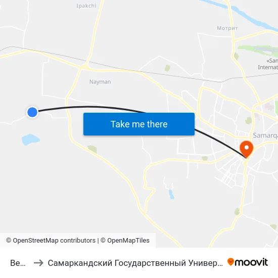 Bekat to Самаркандский Государственный Университет map