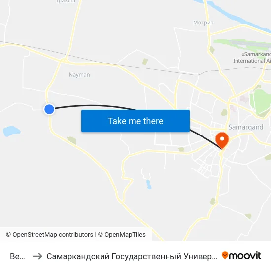 Bekat to Самаркандский Государственный Университет map