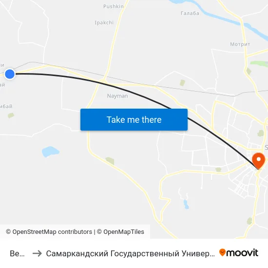 Bekat to Самаркандский Государственный Университет map
