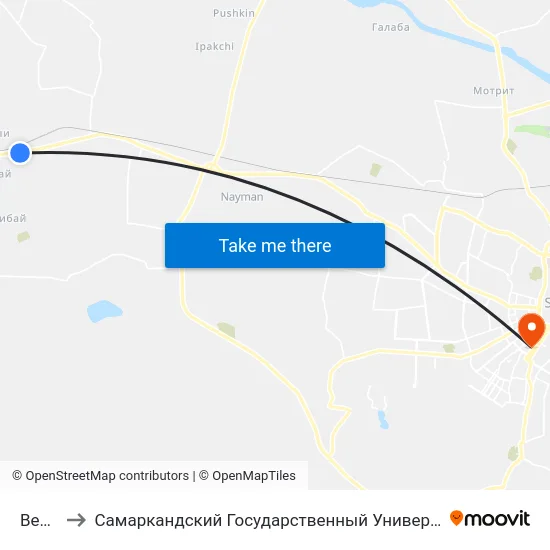Bekat to Самаркандский Государственный Университет map