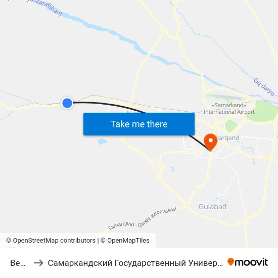 Bekat to Самаркандский Государственный Университет map