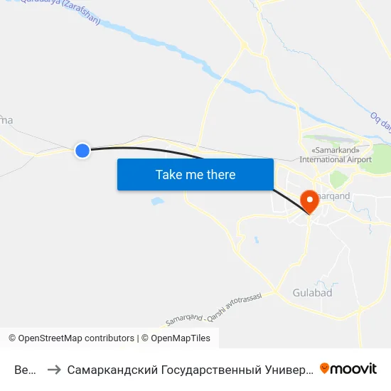 Bekat to Самаркандский Государственный Университет map