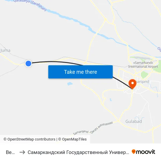Bekat to Самаркандский Государственный Университет map