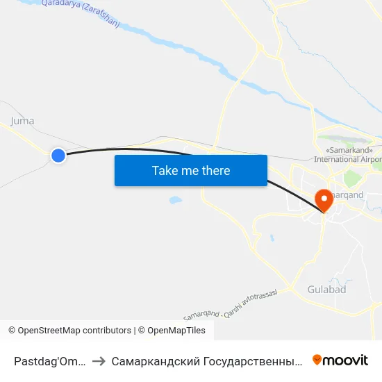Pastdag'Om Kolleji to Самаркандский Государственный Университет map