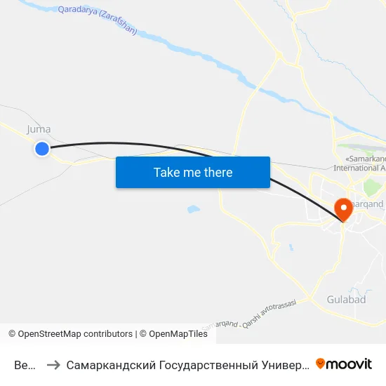 Bekat to Самаркандский Государственный Университет map