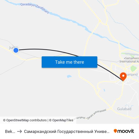 Bekat to Самаркандский Государственный Университет map