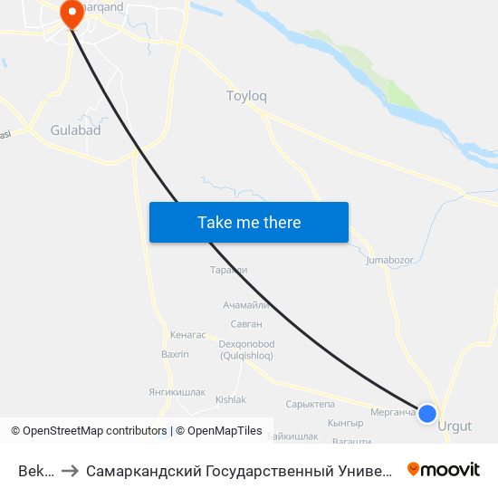 Bekat to Самаркандский Государственный Университет map