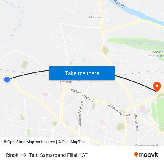 Rinok to Tatu Samarqand Filiali ""A"" map