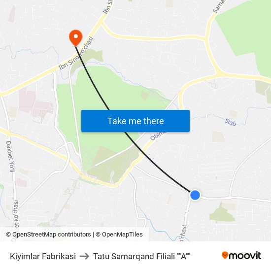 Kiyimlar Fabrikasi to Tatu Samarqand Filiali ""A"" map