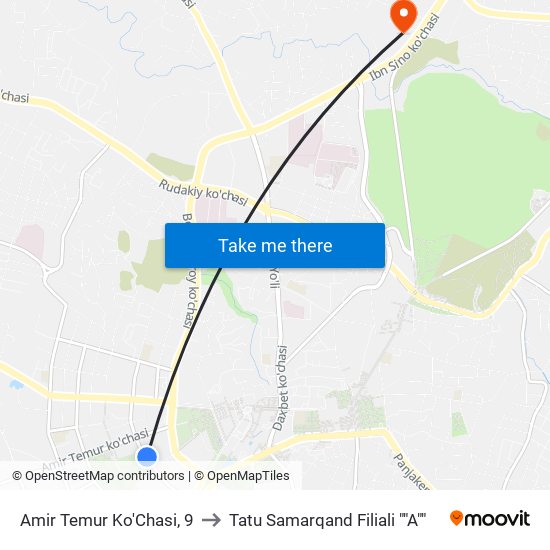 Amir Temur Ko'Chasi, 9 to Tatu Samarqand Filiali ""A"" map
