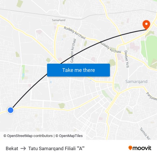 Bekat to Tatu Samarqand Filiali ""A"" map