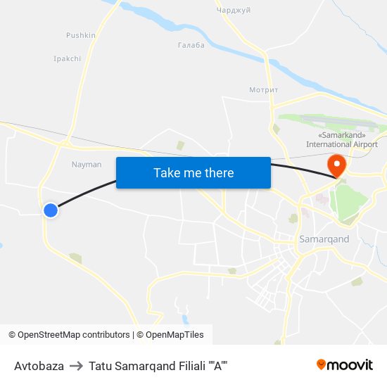 Avtobaza to Tatu Samarqand Filiali ""A"" map