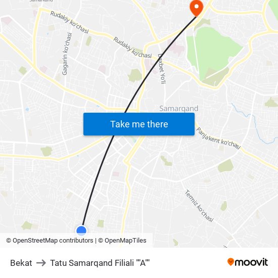 Bekat to Tatu Samarqand Filiali ""A"" map