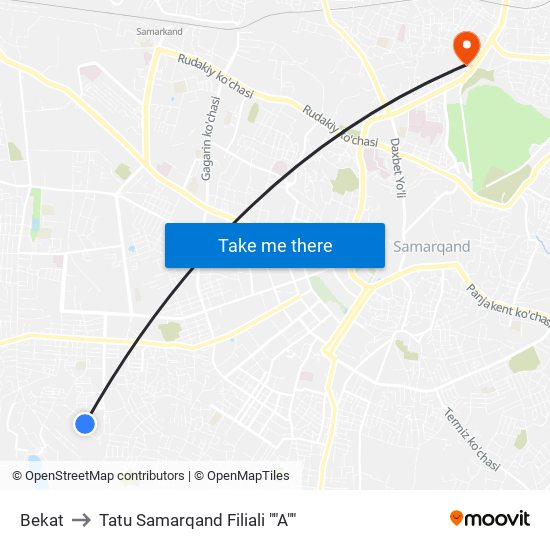 Bekat to Tatu Samarqand Filiali ""A"" map