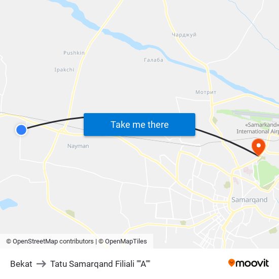 Bekat to Tatu Samarqand Filiali ""A"" map