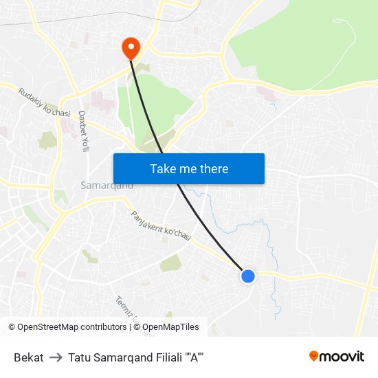 Bekat to Tatu Samarqand Filiali ""A"" map