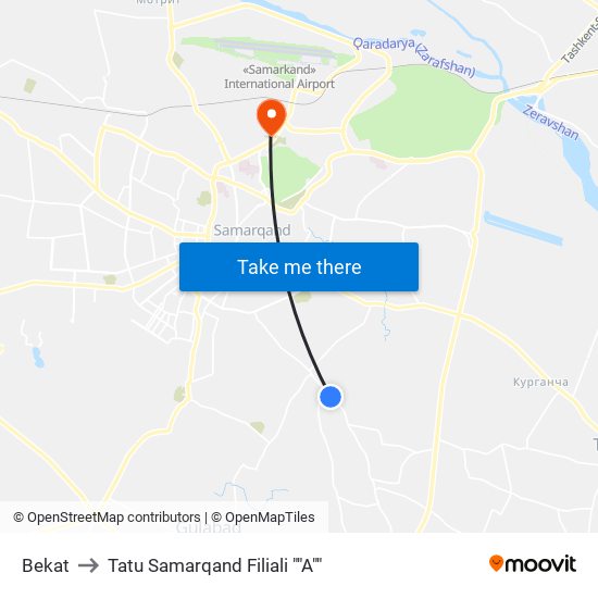 Bekat to Tatu Samarqand Filiali ""A"" map