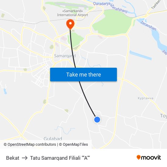 Bekat to Tatu Samarqand Filiali ""A"" map