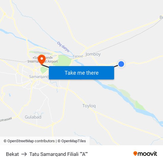 Bekat to Tatu Samarqand Filiali ""A"" map