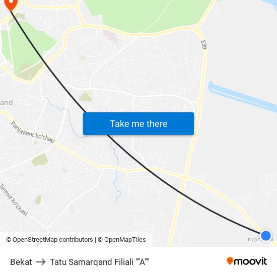 Bekat to Tatu Samarqand Filiali ""A"" map