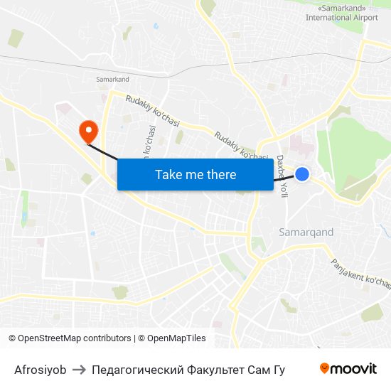 Afrosiyob to Педагогический Факультет Сам Гу map