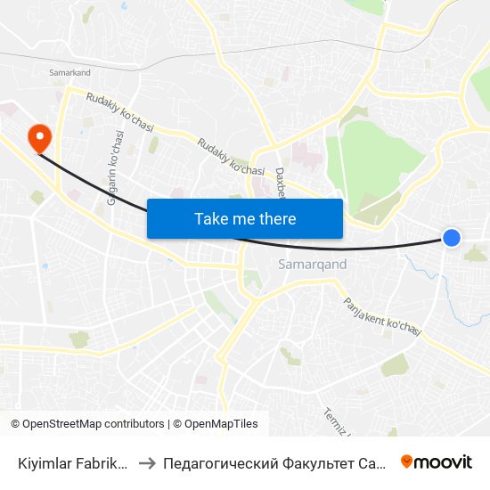 Kiyimlar Fabrikasi to Педагогический Факультет Сам Гу map