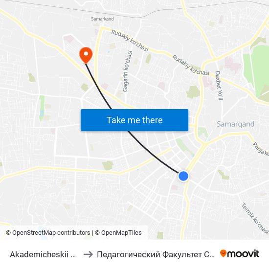 Akademicheskii Licei to Педагогический Факультет Сам Гу map