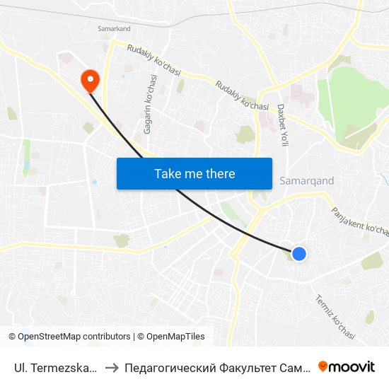 Ul. Termezskaya to Педагогический Факультет Сам Гу map