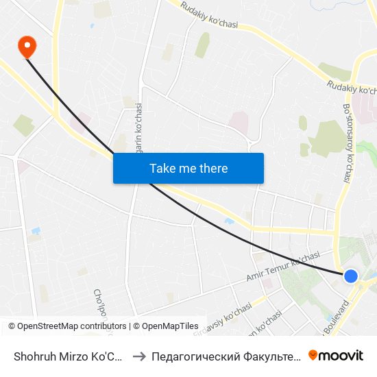Shohruh Mirzo Ko'Chasi, 45 to Педагогический Факультет Сам Гу map
