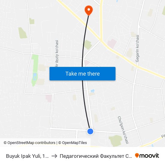 Buyuk Ipak Yuli, 131b to Педагогический Факультет Сам Гу map