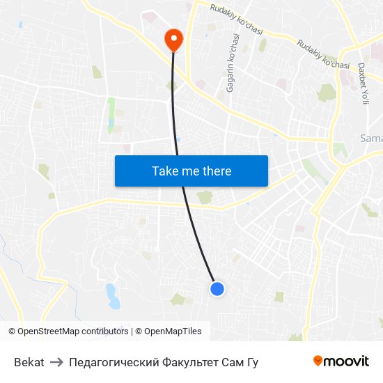 Bekat to Педагогический Факультет Сам Гу map