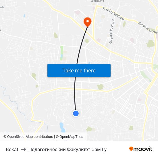 Bekat to Педагогический Факультет Сам Гу map