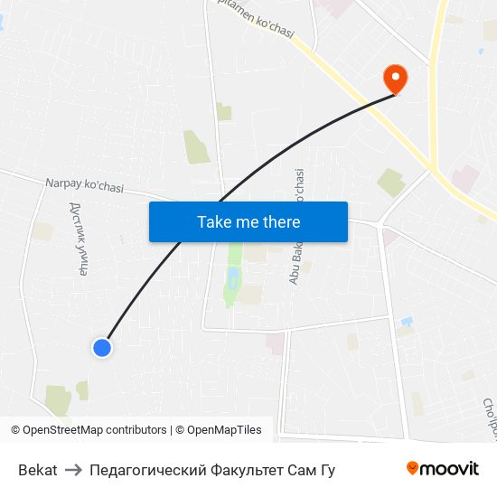 Bekat to Педагогический Факультет Сам Гу map