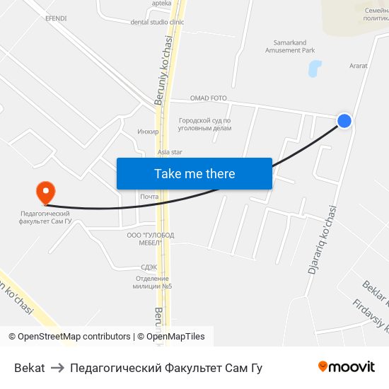 Bekat to Педагогический Факультет Сам Гу map