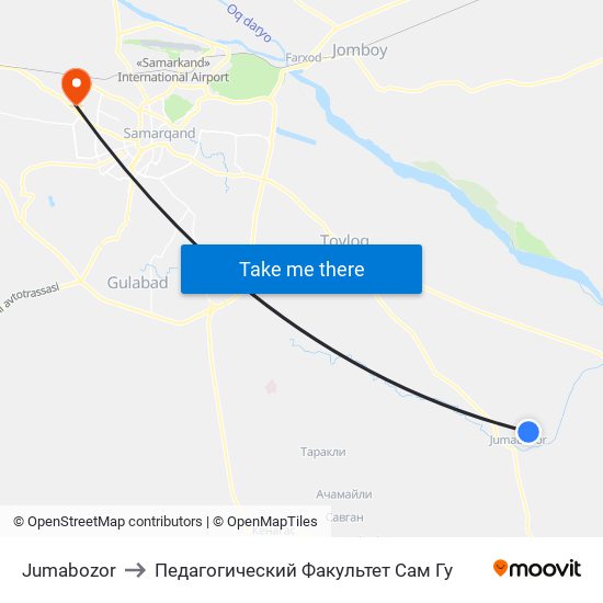 Jumabozor to Педагогический Факультет Сам Гу map
