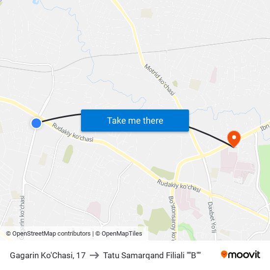 Gagarin Ko'Chasi, 17 to Tatu Samarqand Filiali ""B"" map