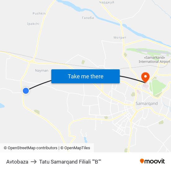 Avtobaza to Tatu Samarqand Filiali ""B"" map