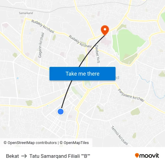 Bekat to Tatu Samarqand Filiali ""B"" map