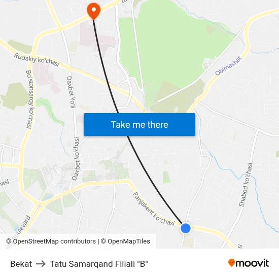 Bekat to Tatu Samarqand Filiali "B" map