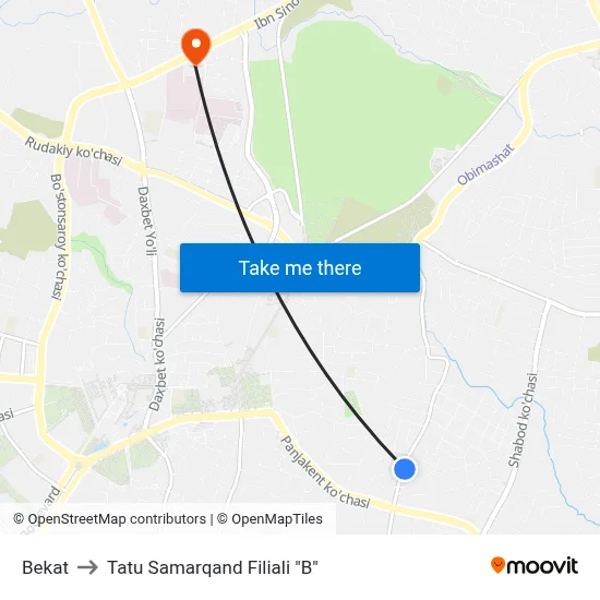 Bekat to Tatu Samarqand Filiali "B" map